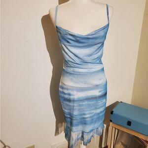 NWT Boohoo light blue Cowl Neck mini dress Large